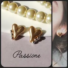 【アクセントに✦.°】ゴールドハート＆３連シルバー ピアス/イヤリング