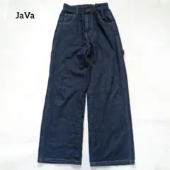 JaVa デニムパンツ ペインター ウエストゴム ワイド ジーンズ ハイウエスト