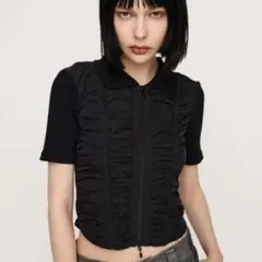 SLY FRONT GATHER ZIP トップス ブラックのサムネイル