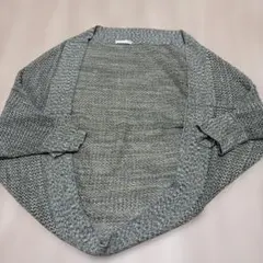 グレー ニットカーディガン オープンフロントグリーンに近い