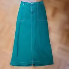 緑色タイトスカート コントラストステッチのサムネイル