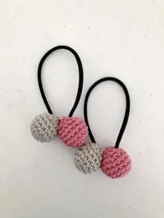 ハンドメイド　ヘアゴム ニットボール