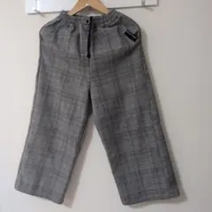 チェック柄ポリエステルロングパンツ