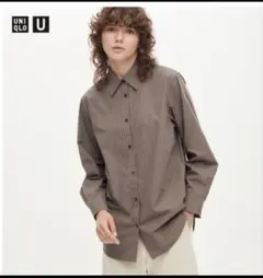UNIQLO U ユニクロユー オーバーサイズストライプシャツ（長袖）　L