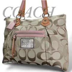 コーチ トートバッグ POPPY シグネチャー 肩掛け A4 キャンバス