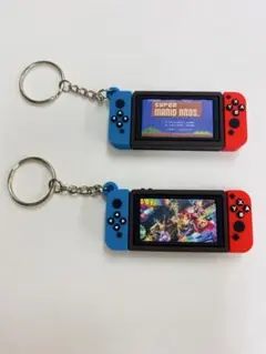 ゲーム機型キーホルダー 2点セット スーパーマリオ風 可愛い 面白い
