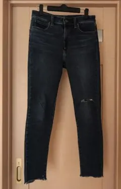 ユニクロ　UNIQLO　ダークブルー スキニーデニム 膝ダメージ　71センチ