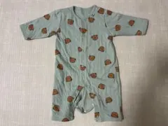クマプリントロンパース 80cm ミントグリーン