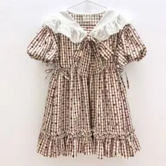 ギンガムチェック セーラーカラー ミニワンピース 半袖 ギンガムチェック セーラーカラー ミニワンピース 半袖 - メルカリ