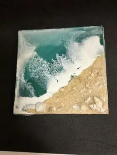 海を感じて　砂浜、貝は本物です。 海アート　10✖️10センチ