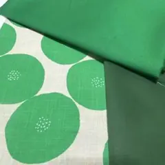 『花様ご確認用』　 綿麻ドット柄と無地緑色生地セット