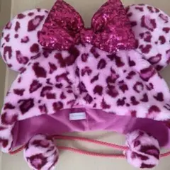 ディズニー　ミニーヒョウ柄ファンキャップ