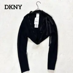 タグ付き✨【DKNY 】　 リボン付きニットカーディガン　ショート丈　ブラックのサムネイル