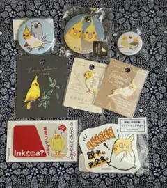 オカメインコ　アイロンワッペン、バッジ、キーホルダー　セット