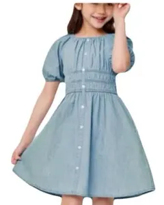 ジーユー　140 ワンピース　デニム調　お嬢様風