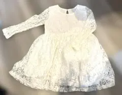 120 刺繍 レース キッズ ワンピース 白 フォーマル 発表会 七五三 結婚式