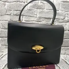 【極美品】ロウナーロンドン 2way ハンドバッグ ボックスカーフレザー 黒 極美品】ロウナーロンドン 2way ハンドバッグ ボックスカーフレザー 黒