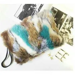 最終値下げ　オシャレなファークラッチ　2way ショルダーバッグ　【サックス】