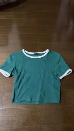 ZARA リンガーTシャツ グリーン ホワイト