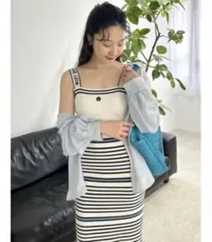 LILY BROWN×MARY QUANT ロゴジャガードニットキャミワンピース