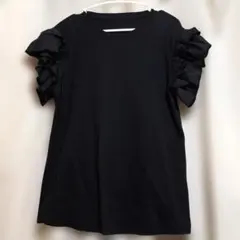 セゾンドパピオン　フリル袖 カットソー ブラックのサムネイル