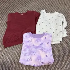 西松屋　裏毛トレーナー　キルト　110サイズ 女の子 トレーナー 3枚セット