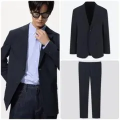 美品！ ユニクロ 感動 セットアップ ジャケット＆パンツ ネイビー Mサイズ