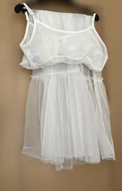 チュールキャミワンピース　ホワイトＦ　シークレットビーンmumu
