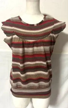 ボーダー ノースリーブ ニットベスト サマーニットトップス y2kグランジ