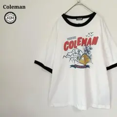 Coleman　コールマン　リンガーTシャツ　90s　白　ホワイト　L　綿　半袖のサムネイル