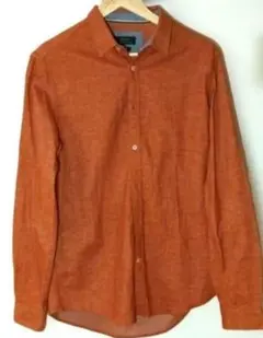 ZARA ザラ メンズシャツ L相当(表記USA M) オレンジ スリムフィット