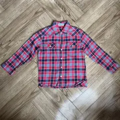 ムージョンジョン120 moujonjon赤チェック柄 長袖シャツ ブラウス