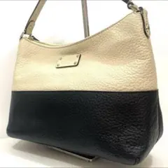 ケイトスペード kate spade ワンショルダーバッグ シボ革　黒アイボリー