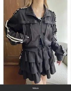 セットアップ　リボントラックジャケット/フリルラインティアードミニスカート