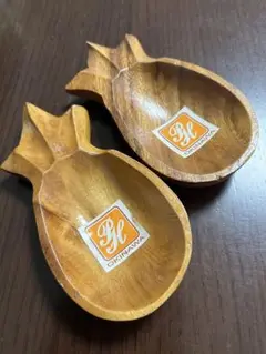 Okinawa 木製パイナップルトレイ 2個セット