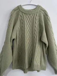 GRL ケーブルニットセーター F ライトグリーン