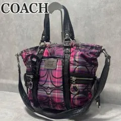 美品✨COACH 2wayバッグ ポピー チェック ラメ y2k 14371 - メルカリ