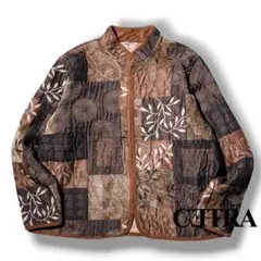 ヴィンテージ パッチワーク 異素材 切り替え シワ加工 キルティング ジャケット