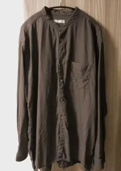 confect バンドカラーリネンシャツ 希少サイズ6 XL ダークブラウン 秋