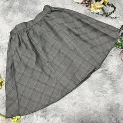 【earth music&ecology】チェックフレアスカート　ゴムウエスト