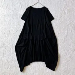 美品 萌 MOYURU ロングワンピース 切替 バルーン 異素材ミックス 変形
