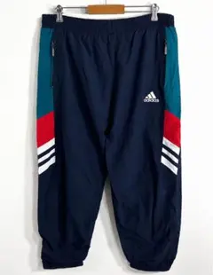 90s ヴィンテージ adidas トラックパンツ 国旗タグ ネイビー