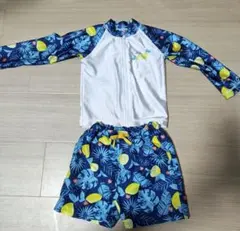 【レモン柄上下ベビー水着（ラッシュガード95cm. パンツ90cm）】