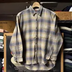 80s オンブレ シャドーチェックシャツ 日本製 オールコットン