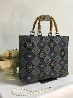 花ぷらら・ハンドメイド・大島紬・大きめ・トートバッグ・157