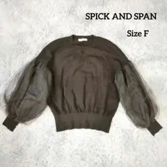 ​【SPICK AND SPAN】シアーバルーンスリーブニット プルオーバー黒