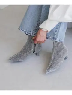 【Mサイズ】LOWRYS FARM ポインテッドヒールブーツ シルバー