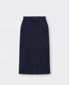 GU　裏フリースデニムロングスカート　ネイビー　Mサイズ