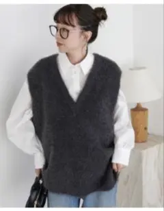 DISCOAT ディスコート フェザーヤーン チュニックベストチャコールグレー