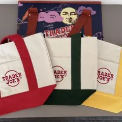 Trader Joe's　ボックス型エコバッグ　トートバッグ3色　4点セット